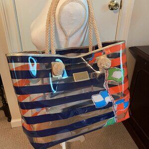 Lilly Pulitzer Shoreline Tote Bag. Raise the Sails, Bright Navy Rope, Rare
